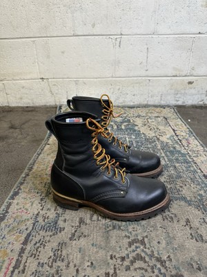 PD Tuff Logger Boots Mens 8.5 W Lace Up Black Leather Vibram  display picture 3