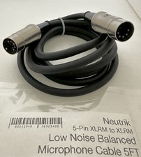 Neutrik 5-Pin XLRM to XLRM Low Noise Balanced Microphone Cable 5FT