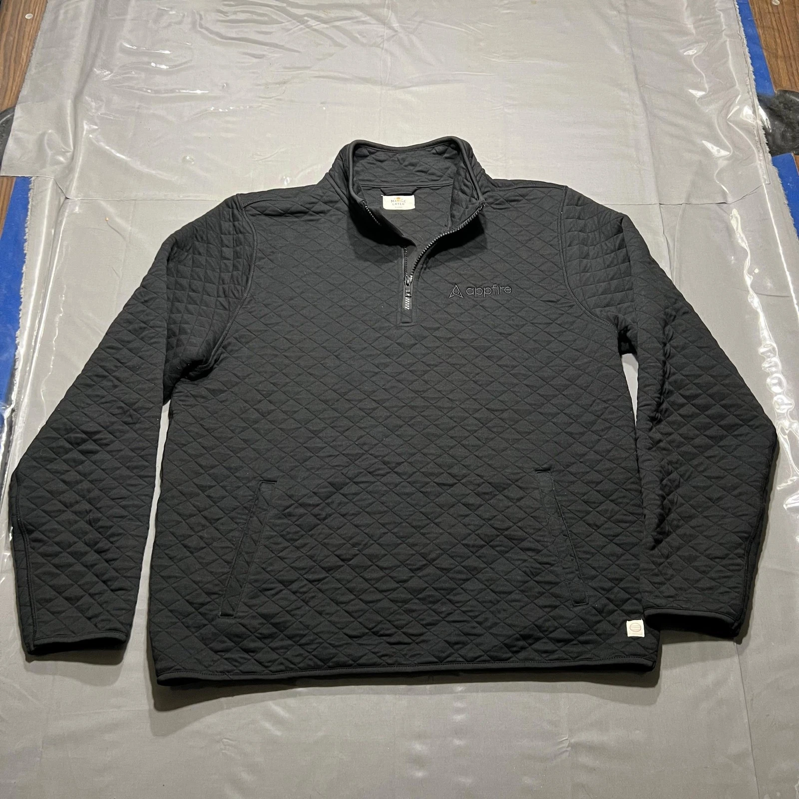 Marine Layer Jacket Mens XL Gray Quilted 1/4 Zip Pullover Sweatshirt