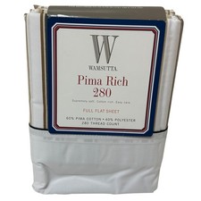 Wamsutta Pima Rich 280 Full Flat Sheet Funstripe Tan Brown Striped Cotton