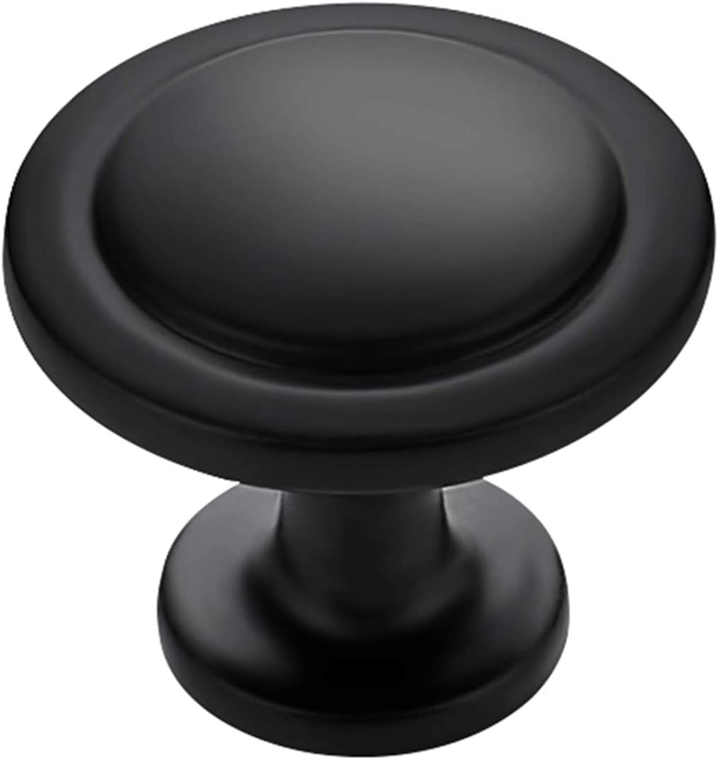 30 Pack 1-1/4 Inch Matte Black Zinc Euro-Style Cabinet Knobs, Drawer Pulls & Doo