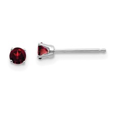 14k White Gold 3mm Round January/Garnet Stud Earrings Mens Womens Birthstone