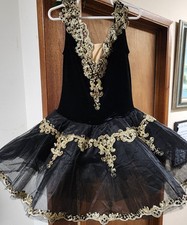 Weissman Giselle Valse Black  Gold Velvet and Tulle Dance Ballet Dress Size MC