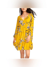 Old Navy Long Sleeve Empire Boho Yellow Floral Dress NWT Large Tall Tiered
