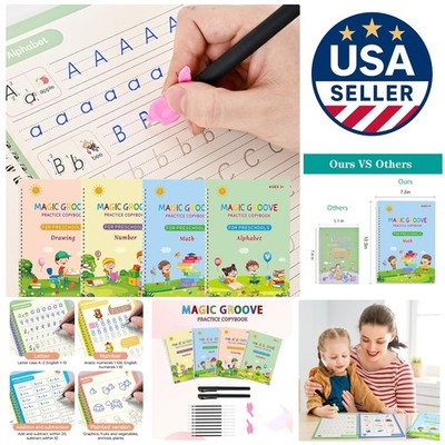 Durable Handwriting Practice Books for Preschool - 4 Large Reusable Books