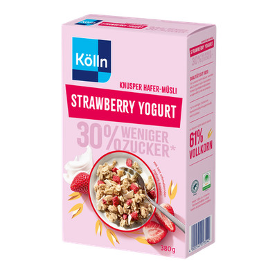 Kölln Müsli Knusper Strawberry Yogurt 30% weniger Zucker, 380g