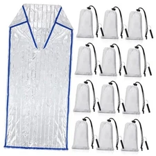  12 Set Emergency Sleeping Bag Survival Bivvy Sack Blanket 78.7 x 39.4 Silver