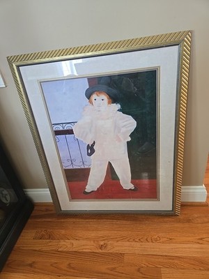 Large Framed Matted Pablo Picasso Pierrot With Mask Art Print 36 x29 