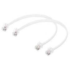 2 Pack Telephone Cord 0.7ft Phone Cable 6P6C with RJ12 Plug, White