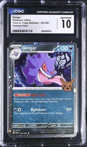 CGC 10 GEM MINT Gengar 057/091 COSMOS HOLO Trick or Trade Pokemon Card
