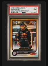 2022 TOPPS CHROME FORMULA 1 #175 SERGIO PEREZ GOLD/PURPLE REFRACTOR PSA 9