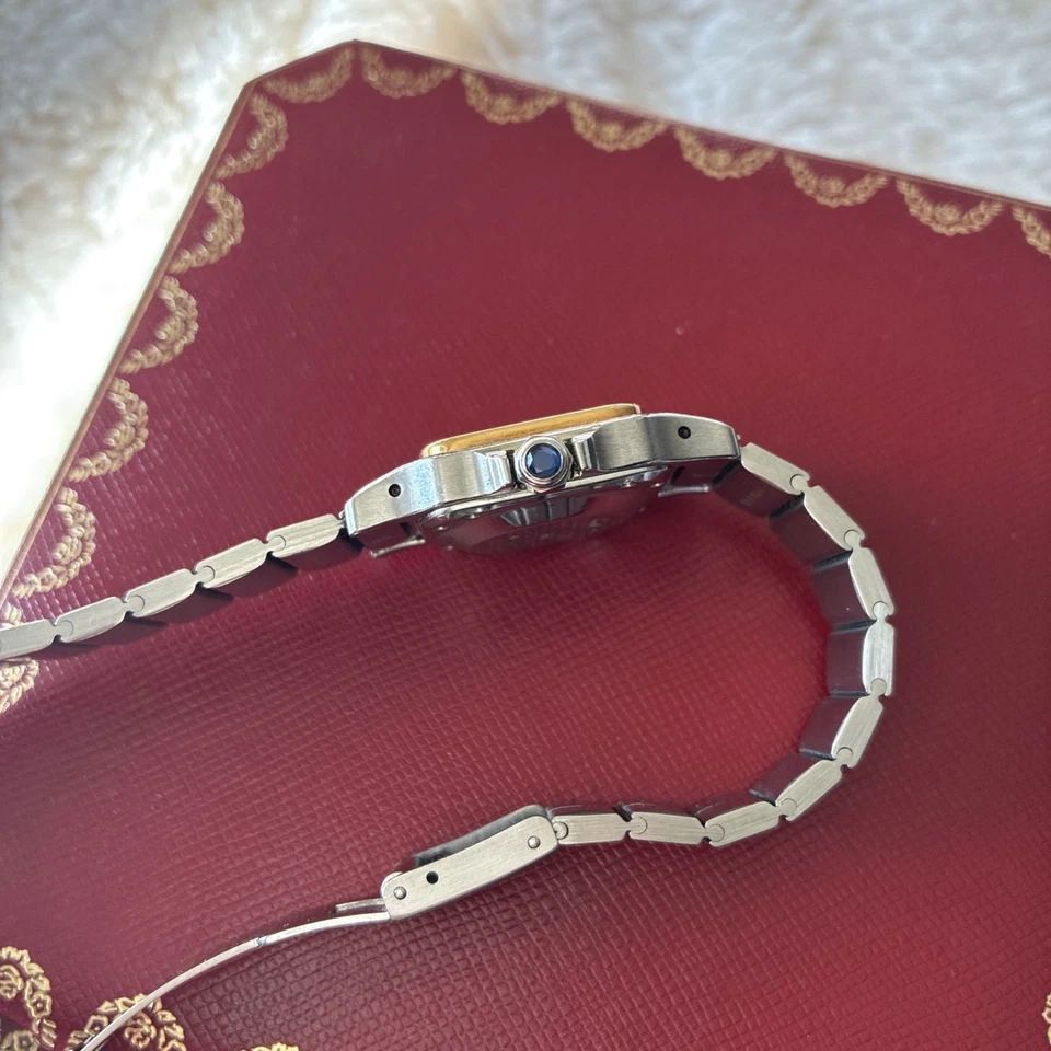 Cartier Santos Galbee Mujer Dos Tonos Logo Hebilla Acero Oro 18k Foto 3 de 4