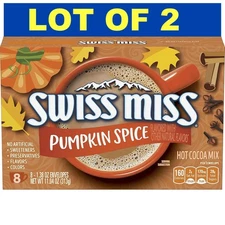 Swiss Miss Pumpkin Spice Hot Cocoa Mix 8 Envelopes Each Box  LOT OF 2