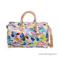 A BATHNIG APE Ladies' MULTI CAMO BOSTON BAG 1L80289003  Leather Padlock Travel