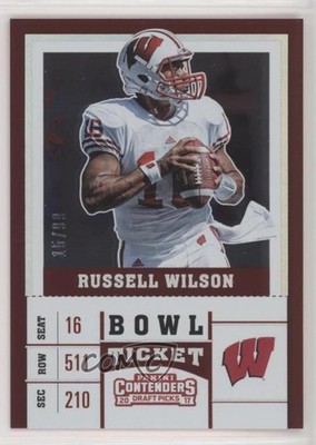 2017 Panini Contenders Draft Picks Bowl Ticket 15/99 Russell Wilson #86 o7m
