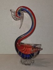 MURANO - Grande Cigno in Vetro Policromo Modellato h= 24 cm - Ottimo