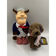 Vintage 1997 Famous Meanies Bill Clinton and Buddy the Dog Plush Set Patriotic