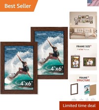 Versatile 4x6 Brown Picture Frames Set of 2 – Perfect for Wall & Table Display
