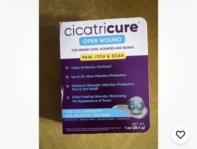 Cicatricure Open Wound Triple Antibiotic Ointment Pain Relief First Aid