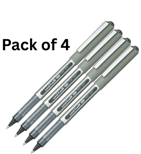 4 x Uni Ball Eye FINE UB-157 Rollerball Pen BLACK Colour Cheapest on Ebay