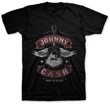 Johnny Cash Winged Guitar “Man in Black” T-Shirt | Country Folk Rock Music Tee
