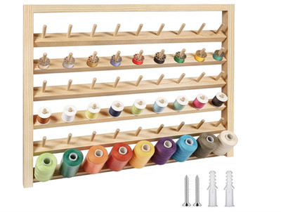 Premium 54 Spools Wooden Thread Rack   Wall Mounted Sewing Thread Holder