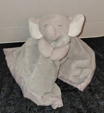 Plush Carter  s Gray Elephant Lovey Security Blanket Satin Trim Stuffed Animal