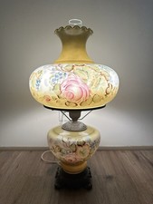 VTG Gone With The Wind Hurricane 3-way Floral Parlor Lamp Hand Painted 26”
