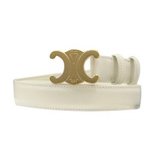 Celine Metal Triomphe Torillon Leather Belt Medium White Gold 126484327