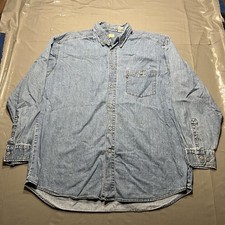 Vtg Levi s Jeans Denim Shirt Button Up Red Tab 90s Size L Metal Buttons LS
