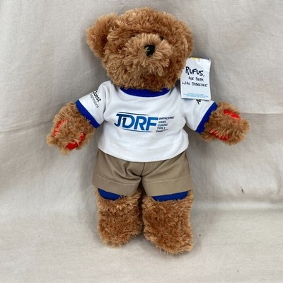 Aurora Rufus Bear with Diabetes 14'' Plush JDRF Shirt Shorts NWT Russ Teaching