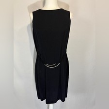 Vintage Sheri Martin New York Black Midi Dress with Attached Belt