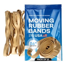 IDL Packaging 56" Strong Elastic Rubber Bands, 12-Pack, Beige