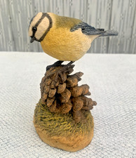 Arden Sculptures  Collection No 412 Blue Tit on Pine Cone , British Garden Bird