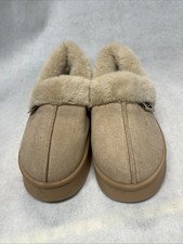 Stelle Plush Lined Platform Slippers Size 10 , Beige