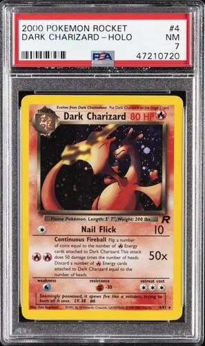 2000 POKEMON ROCKET #4 DARK CHARIZARD-HOLO PSA 7
