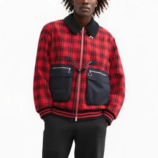 Konus Men's Sherpa Collar MA2 Jacket in Red