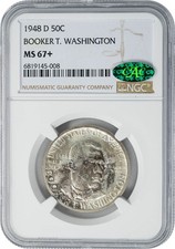 1948-D Booker T Washington Half 50c MS67+ NGC CAC 950145-7