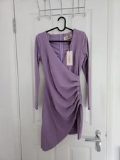 Club L London Lilac Long Sleeve Wrap Cami Mial Dress RRP £95