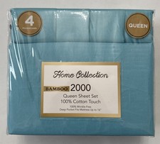 Home Collection, 6 Piece Queen Sheet Set, Teal, Bamboo