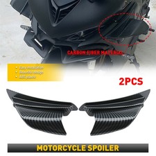 1Set Motorcycle Carbon Fiber Spoiler Side Winglets Air Wing Deflector Decor Trim
