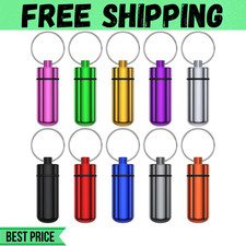 Box Keychain Medicine Pill Box Aluminum Container Holder Waterproof Case 10 PCS
