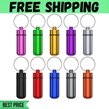 Box Keychain Medicine Pill Box Aluminum Container Holder Waterproof Case 10 PCS