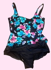 Vtg 90s Floral Sarong Swimsuit 18W Fits like Modern 12/14 ILGWU Made in US