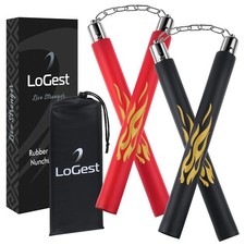 Nunchucks - Pack of 2 with Storage Bag Safe Foam Rubber  Steel Chain Trainin...