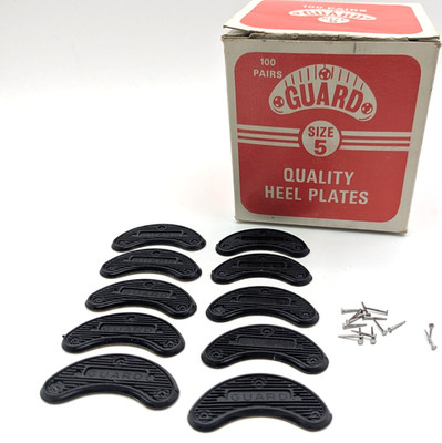 GUARD Size 5 Quality Heel Plates Savers Black Rubber 10pc with Nails 5 Pair #5