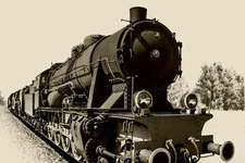 Steam Engine Train Black and White Vintage Retro Photo Photograph Poster 24x16