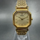 Seiko Watch Women 20mm Champagne Dial Gold Tone Octagon 4n21-5022 New Battery GR