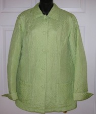 Coldwater Creek Womens Green Lite Silk Quilted Jacket Coat Large