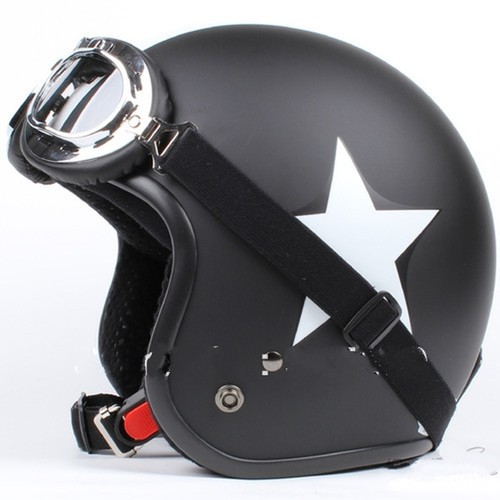 CASCO MOTO OMOLOGATO JET NERO OPACO STELLA BIANCA + OCCHIALI TG. XXL | eBay